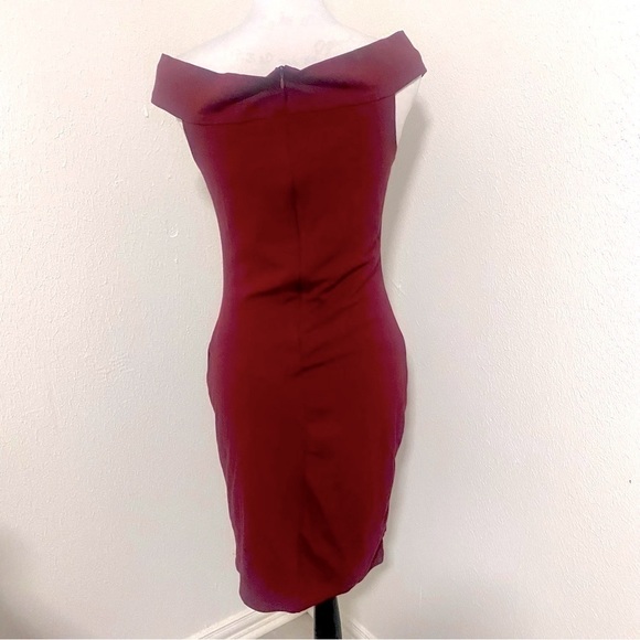 Walter Baker Off Shoulder Women’s Midi Bodycon Burgundy Dress Size Large EUC - Picture 4 of 8
